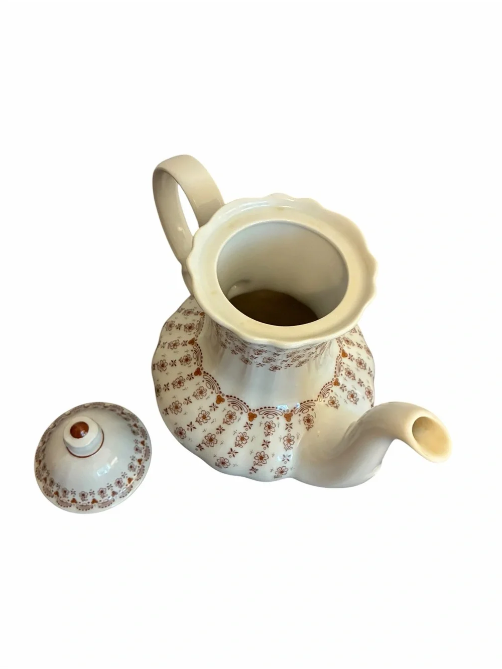 Winterling Marktleuthen Bavaria Porcelain Coffee Pot Brown Floral White Germany